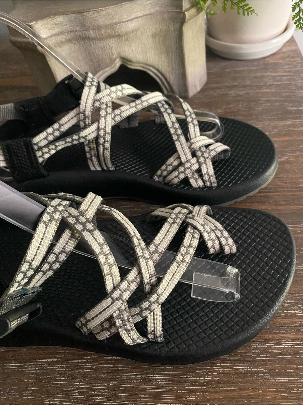 Chaco | Strappy ZX/2 Outdoor Hiking Kayaking Walking Sandals Shoes 7 Black Cream - Picture 5 of 10